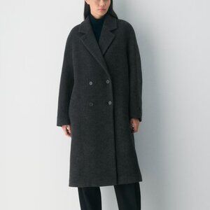 Aritzia The Slouch Coat - soft wool cashmere herringbone black/grey - 2XS